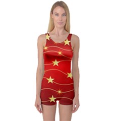 Stars Background Christmas Decoration One Piece Boyleg Swimsuit by Sapixe