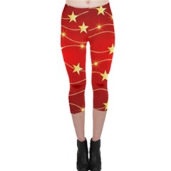 Stars Background Christmas Decoration Capri Leggings  by Sapixe