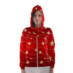 Stars Background Christmas Decoration Hooded Windbreaker (women) by Sapixe