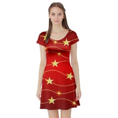 Stars Background Christmas Decoration Short Sleeve Skater Dress by Sapixe