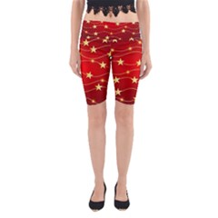 Stars Background Christmas Decoration Yoga Cropped Leggings by Sapixe