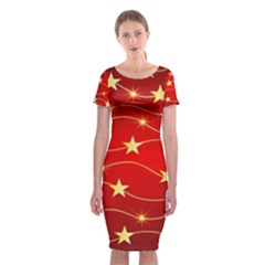 Stars Background Christmas Decoration Classic Short Sleeve Midi Dress by Sapixe