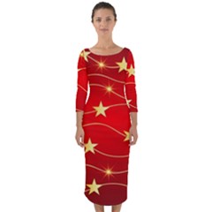 Stars Background Christmas Decoration Quarter Sleeve Midi Bodycon Dress by Sapixe