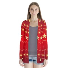 Stars Background Christmas Decoration Drape Collar Cardigan by Sapixe