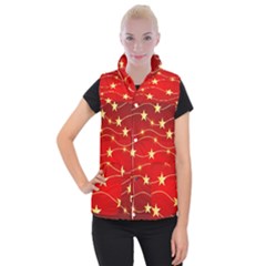 Stars Background Christmas Decoration Women s Button Up Vest by Sapixe