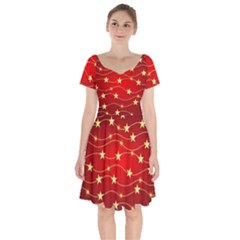 Stars Background Christmas Decoration Short Sleeve Bardot Dress by Sapixe