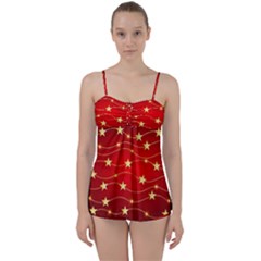 Stars Background Christmas Decoration Babydoll Tankini Set by Sapixe