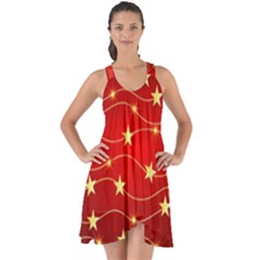 Stars Background Christmas Decoration Show Some Back Chiffon Dress by Sapixe