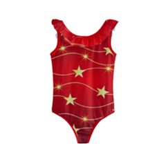 Stars Background Christmas Decoration Kids  Frill Swimsuit by Sapixe