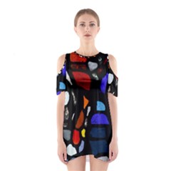 Art Bright Lead Glass Pattern Shoulder Cutout One Piece Dress by Sapixe