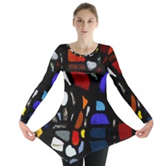 Art Bright Lead Glass Pattern Long Sleeve Tunic  by Sapixe