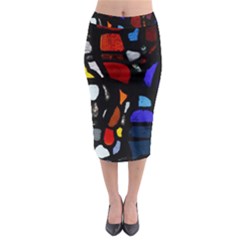 Art Bright Lead Glass Pattern Midi Pencil Skirt by Sapixe