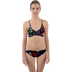 Art Bright Lead Glass Pattern Wrap Around Bikini Set by Sapixe