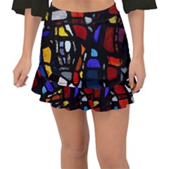 Art Bright Lead Glass Pattern Fishtail Mini Chiffon Skirt by Sapixe