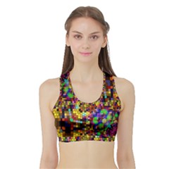 Color Mosaic Background Wall Sports Bra With Border by Sapixe