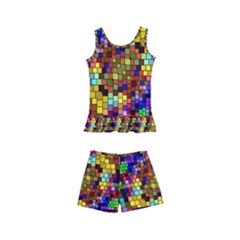 Color Mosaic Background Wall Kid s Boyleg Swimsuit by Sapixe