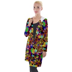 Color Mosaic Background Wall Hooded Pocket Cardigan