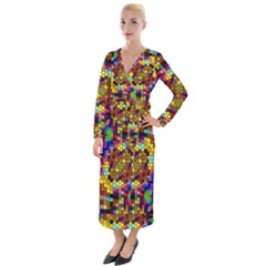 Color Mosaic Background Wall Velvet Maxi Wrap Dress