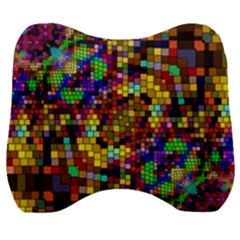 Color Mosaic Background Wall Velour Head Support Cushion by Sapixe