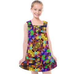 Color Mosaic Background Wall Kids  Cross Back Dress