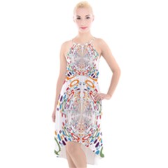 Wallpaper Pattern Colorful Color High-low Halter Chiffon Dress 