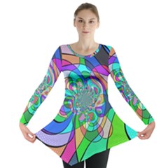 Retro Wave Background Pattern Long Sleeve Tunic  by Sapixe