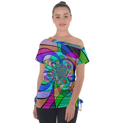 Retro Wave Background Pattern Tie-up Tee by Sapixe