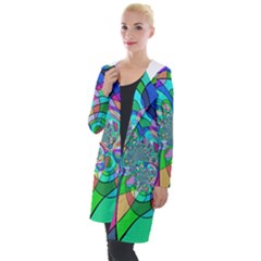 Retro Wave Background Pattern Hooded Pocket Cardigan