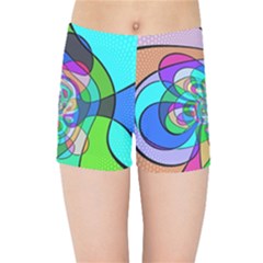 Retro Wave Background Pattern Kids Sports Shorts by Sapixe