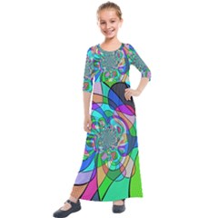 Retro Wave Background Pattern Kids  Quarter Sleeve Maxi Dress by Sapixe