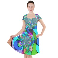 Retro Wave Background Pattern Cap Sleeve Midi Dress