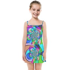 Retro Wave Background Pattern Kids Summer Sun Dress by Sapixe