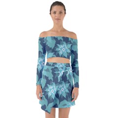 Graphic Design Wallpaper Abstract Off Shoulder Top With Skirt Set by Sapixe