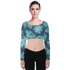 Graphic Design Wallpaper Abstract Velvet Long Sleeve Crop Top