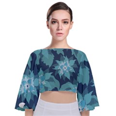 Graphic Design Wallpaper Abstract Tie Back Butterfly Sleeve Chiffon Top