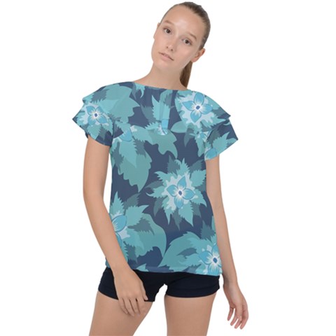 Graphic Design Wallpaper Abstract Ruffle Collar Chiffon Blouse by Sapixe