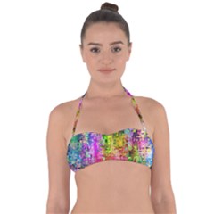 Color Abstract Artifact Pixel Halter Bandeau Bikini Top by Sapixe