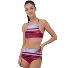 Boat Chipped Close Up Damaged High Waist Tankini Set by Sapixe