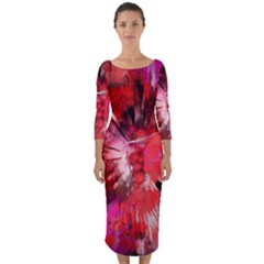 Color Abstract Background Textures Quarter Sleeve Midi Bodycon Dress