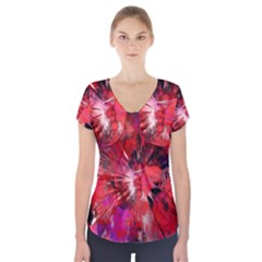 Color Abstract Background Textures Short Sleeve Front Detail Top by Sapixe