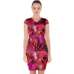 Color Abstract Background Textures Capsleeve Drawstring Dress 