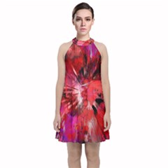 Color Abstract Background Textures Velvet Halter Neckline Dress 