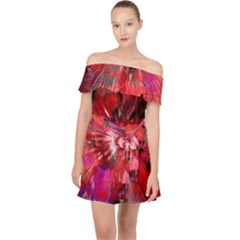 Color Abstract Background Textures Off Shoulder Chiffon Dress