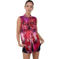 Color Abstract Background Textures Sleeveless Chiffon Button Shirt