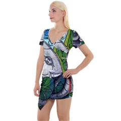 Graffiti The Art Of Spray Mural Short Sleeve Asymmetric Mini Dress