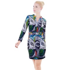 Graffiti The Art Of Spray Mural Button Long Sleeve Dress