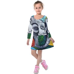 Graffiti The Art Of Spray Mural Kids  Long Sleeve Velvet Dress by Sapixe