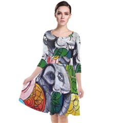 Graffiti The Art Of Spray Mural Quarter Sleeve Waist Band Dress