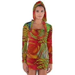 Texture Art Color Pattern Long Sleeve Hooded T-shirt by Sapixe