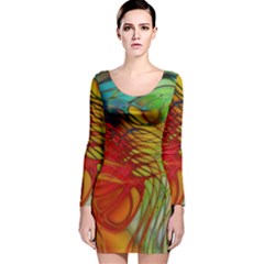 Texture Art Color Pattern Long Sleeve Velvet Bodycon Dress